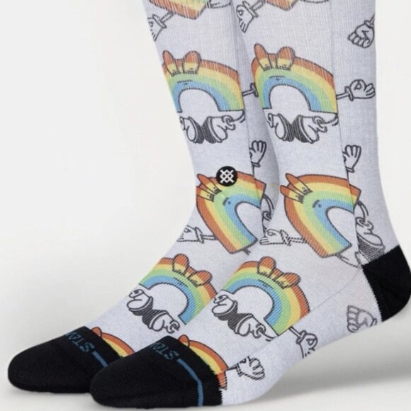 Stance Men's Vibe On Crew Socks, Rainbow, Peace Size: Men’s Large (9-13) - Picture 1 of 2